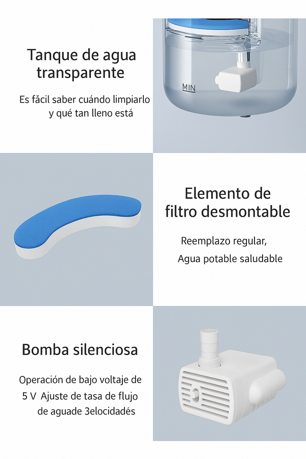 BEBEDERO MASCOTAS TRANSPARENTES